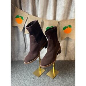 Clarks Women Lileigh Holly Block Heel Mid-Calf Booties Size US 10M Dark Brown